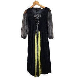 Childrens Youth Girls Sz Med 8/10 Witch Dress Halloween Costume Velvet Black